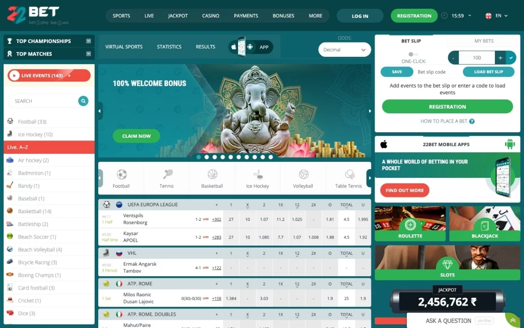 22bet online casino